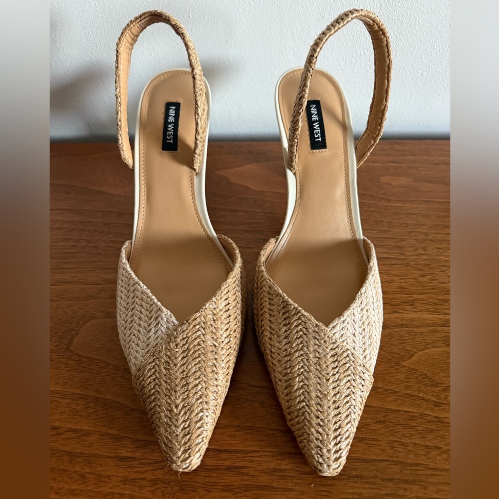 ✨ Nine West Maoua Woven Slingback Pumps - NWOT - Natural (Size 11)